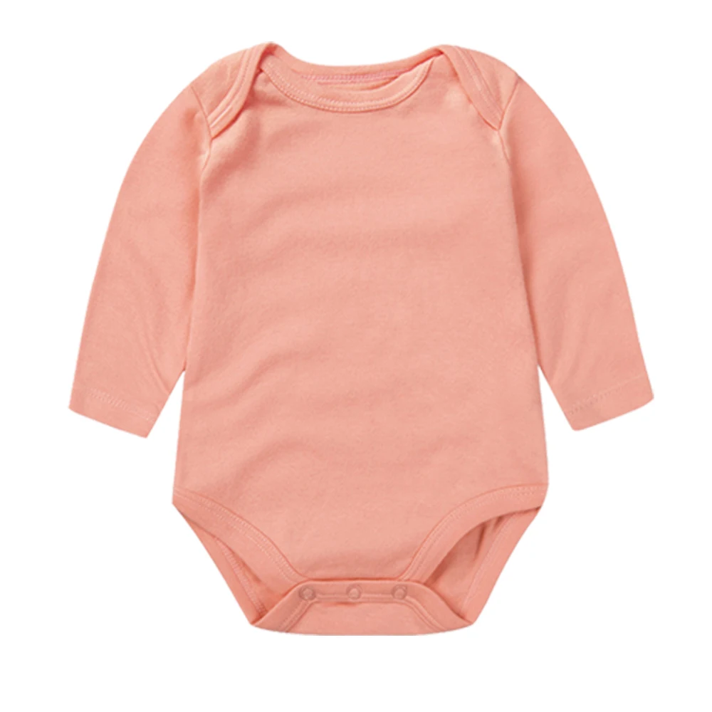 Baby Long Sleeve Bodysuits Clothes for Newborn Girls Boys New 100% Organice Cotton Pure Color Rompers Onesies for 3-24M Kids