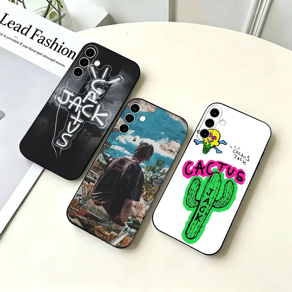 Luxury New C-Cactus Jack Scott Black Soft Silicone Phone Case for Samsung A73 20,21,22,31,32,52,53,72