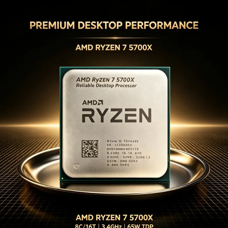 AMD Ryzen 7 5700X Desktop Multicore Processor 8‑Core 16‑Thread 3.4GHz Socket AM4 DDR4 65W 32MB L3 No Cooler
