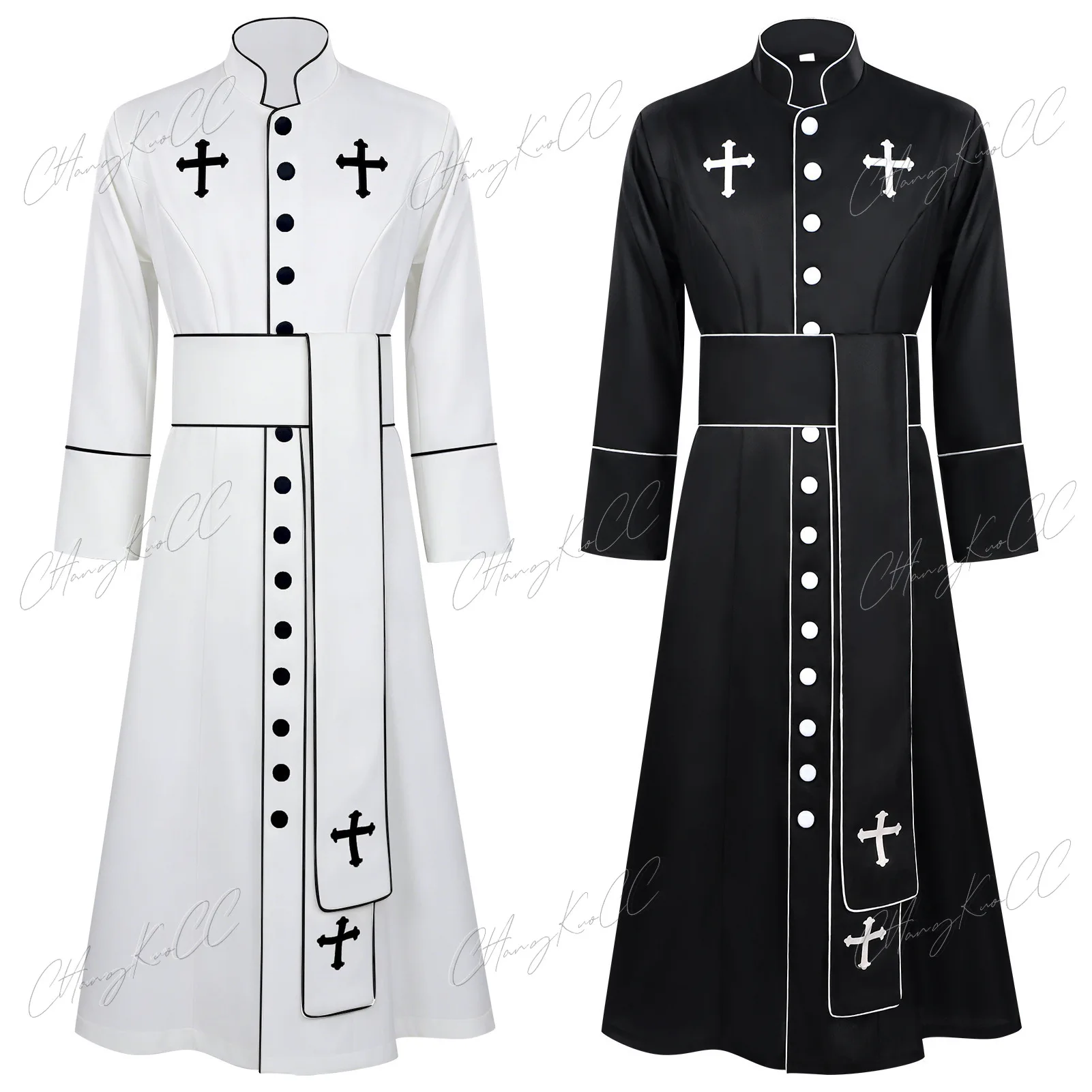 Uniforme de Pape romain, Costume de prêtre médiéval, Soutane religieuse catholique, Robe de pasteur, Robe de missionnaire, Soutane de clergé