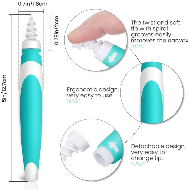 Ear Wax Removal Tool Soft Silicone Spiral Ear Cleaning 16 Replacement Heads Removal Ears Cleaner Plugs Spirals Care ear pick