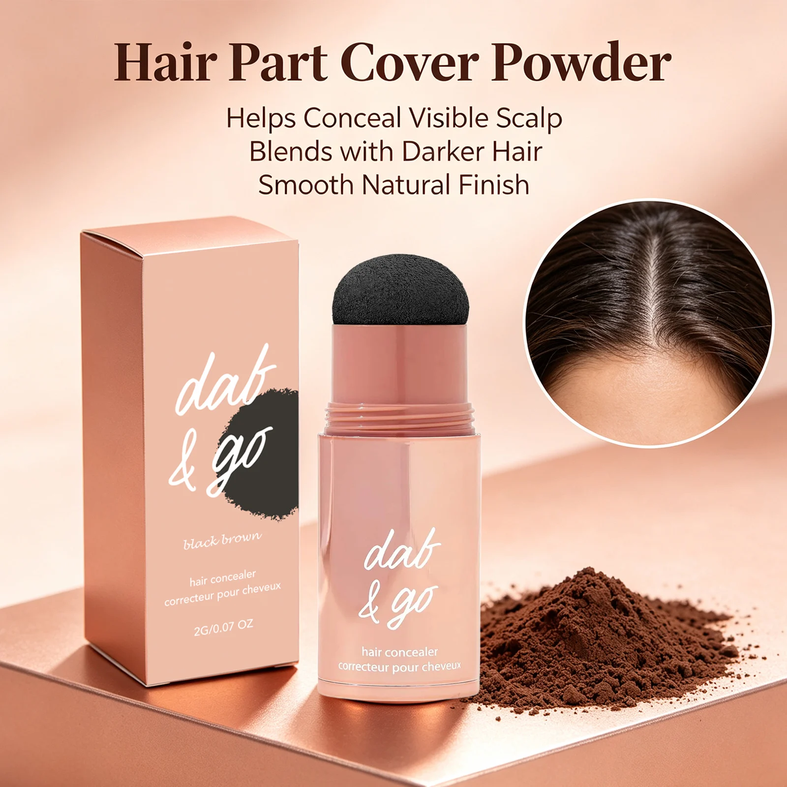 Natural Hair Concealer Powder Stick Covers Hair Parting Fills Sparse Hairline Hair Root Touch‑up Makeup Hairline Shadow Powder