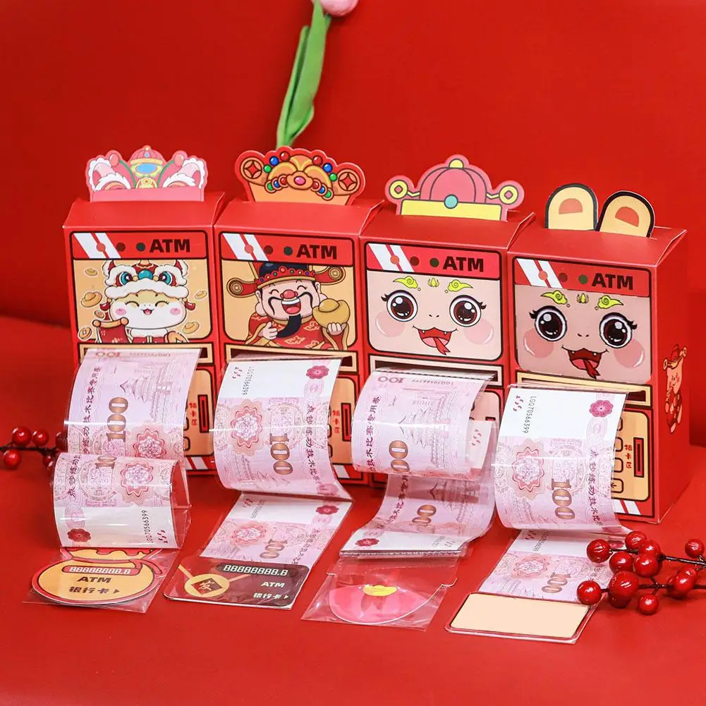 Creative ATM Red Envelope Cartoon Money Envelope Chinese New Year Red Lucky Bag 2025 Spring Festival Red Pocket Money Bag Gifts