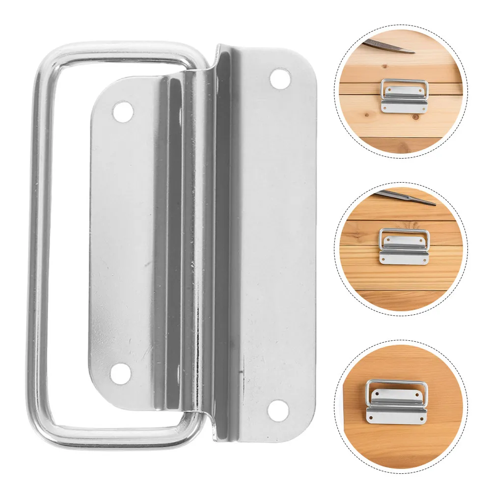 4Pcs Chest Handles Stainless Steel Foldable Pull Ring Handle Heavy Duty Tool Box Case Crates Industrial Outdoor Toolbox