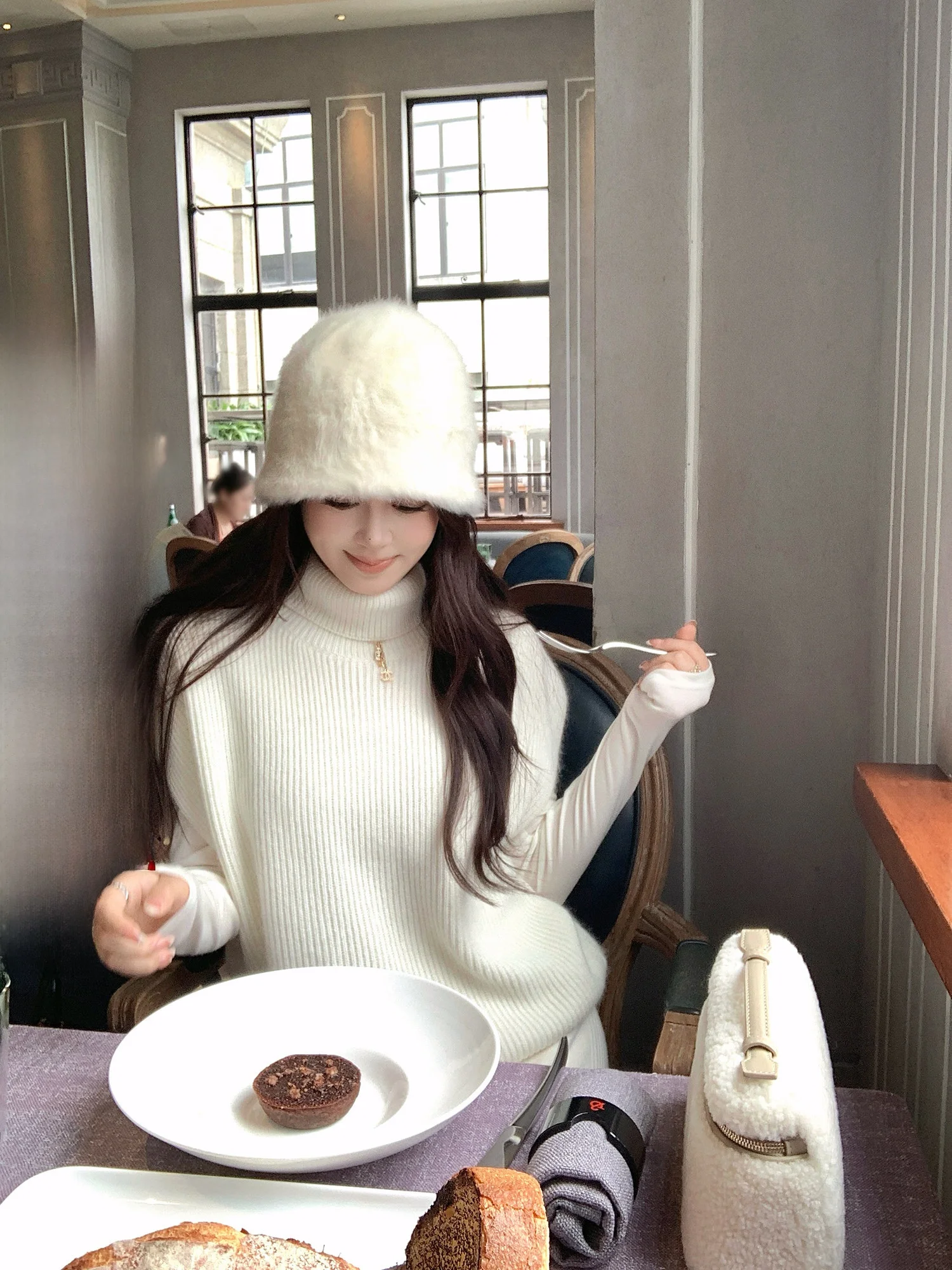 

AHY nt Lazy High Collar Woolen Vest Sweater Women's New Sle Casual Loose Fit Svel Layering Rabbit Fur Wool