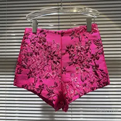 2023 autunno nuovi pantaloncini di fiori di indentazione tridimensionale originali per le donne pantaloncini Super corti da ragazza calda di colore rosa rosa rosa