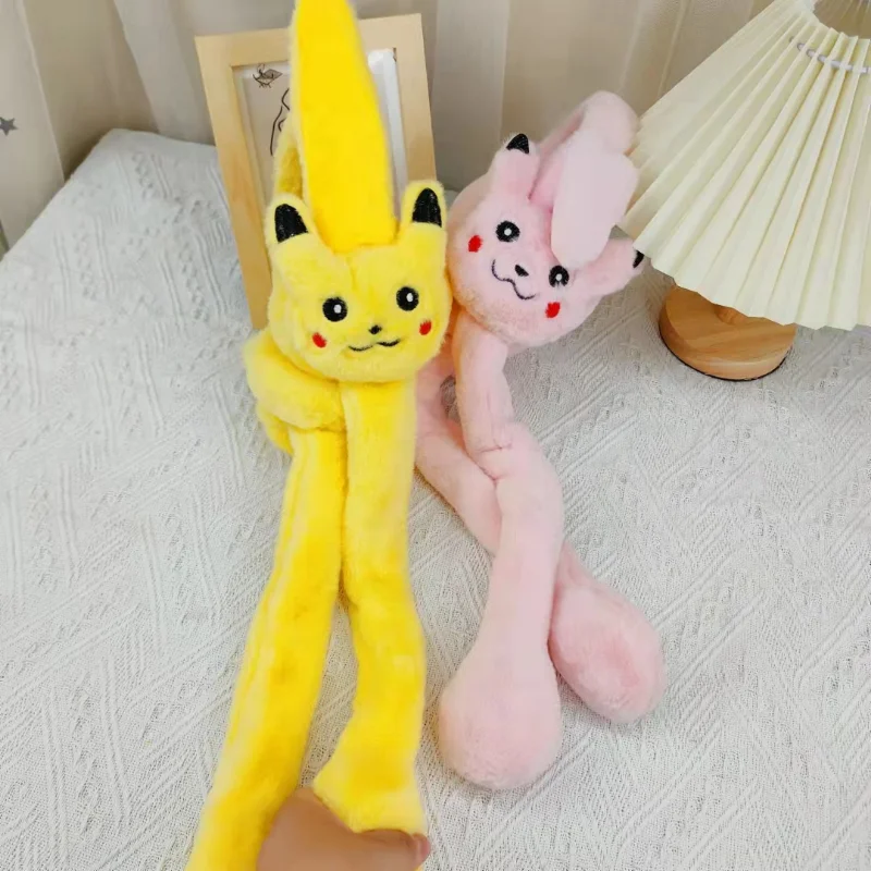 Anime Pikachu Children's Earmuffs Winter Warm Ears Will Move Cute Thick Velvet Ear Protection Boys/Girls Student Antifreeze Gift