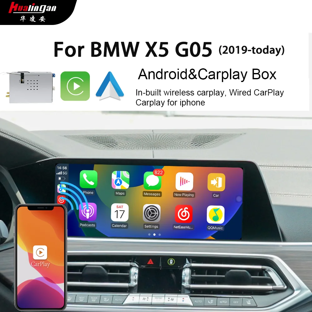 Hualingan For BMW X5 G05 iDrive7.0 MGU 2019 2020 2021 2022 2023 Android CarPlay Adapter Radio Navi  Wireles Carplay Full Screen