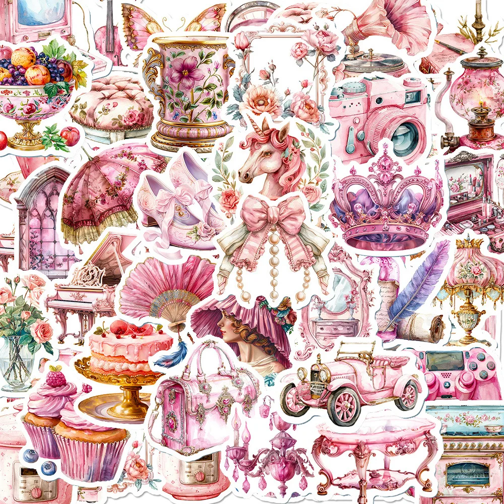 

10/30/50pcs Cute Pink Girl Graffiti Stickers Vintage Aesthetic Art Decoration Decals DIY Water Bottle Laptop Phone Sticker Pack