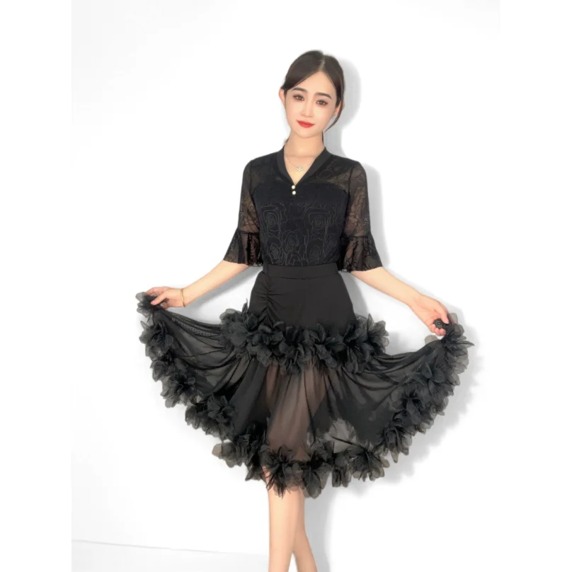 

New Modern Dance Skirts National Standard adult Ballroom Dance Waltz Social Dance Long Dresses Competition Performance Costume