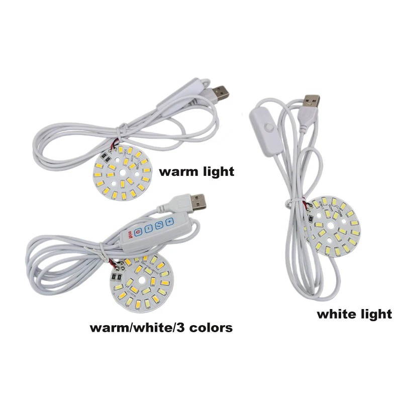 1PCS 50mm USB DC 5V Dimmable warm white nature LED Chips 5730 SMD LED Lamp DIY Night Light Adjustable Bulb Dimmer Reading