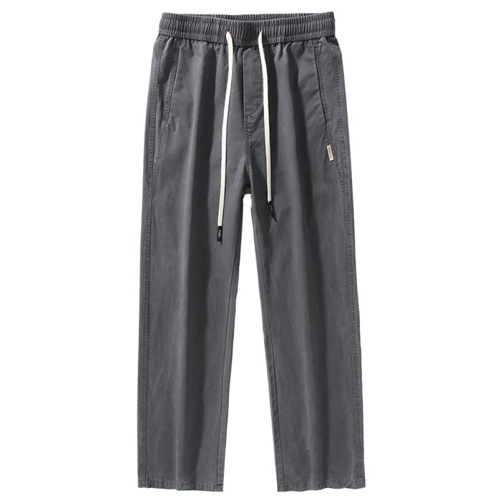 Mens Spring Autumn Casual Cargo Pants Loose Fit Elastic Waist Straight Leg Trousers Trendy Fashion Streetwear Comfortable