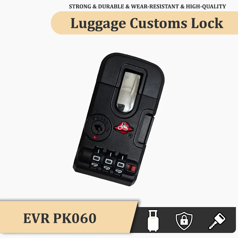For PK060 Customs Lock + Combination Lock 2-in-1 Genuine Luggage Accessory Combination Lock Provides Anti-Theft Protection