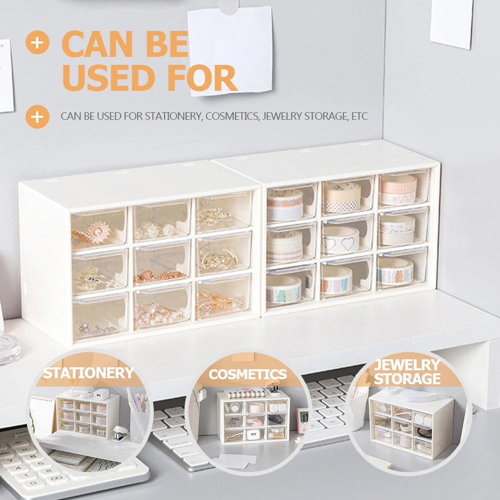 

Multifunctional Storage Box Makeup Organizer Smooth Drawers Transparent Design Lipsticks Foundations Blush Eye Shadows