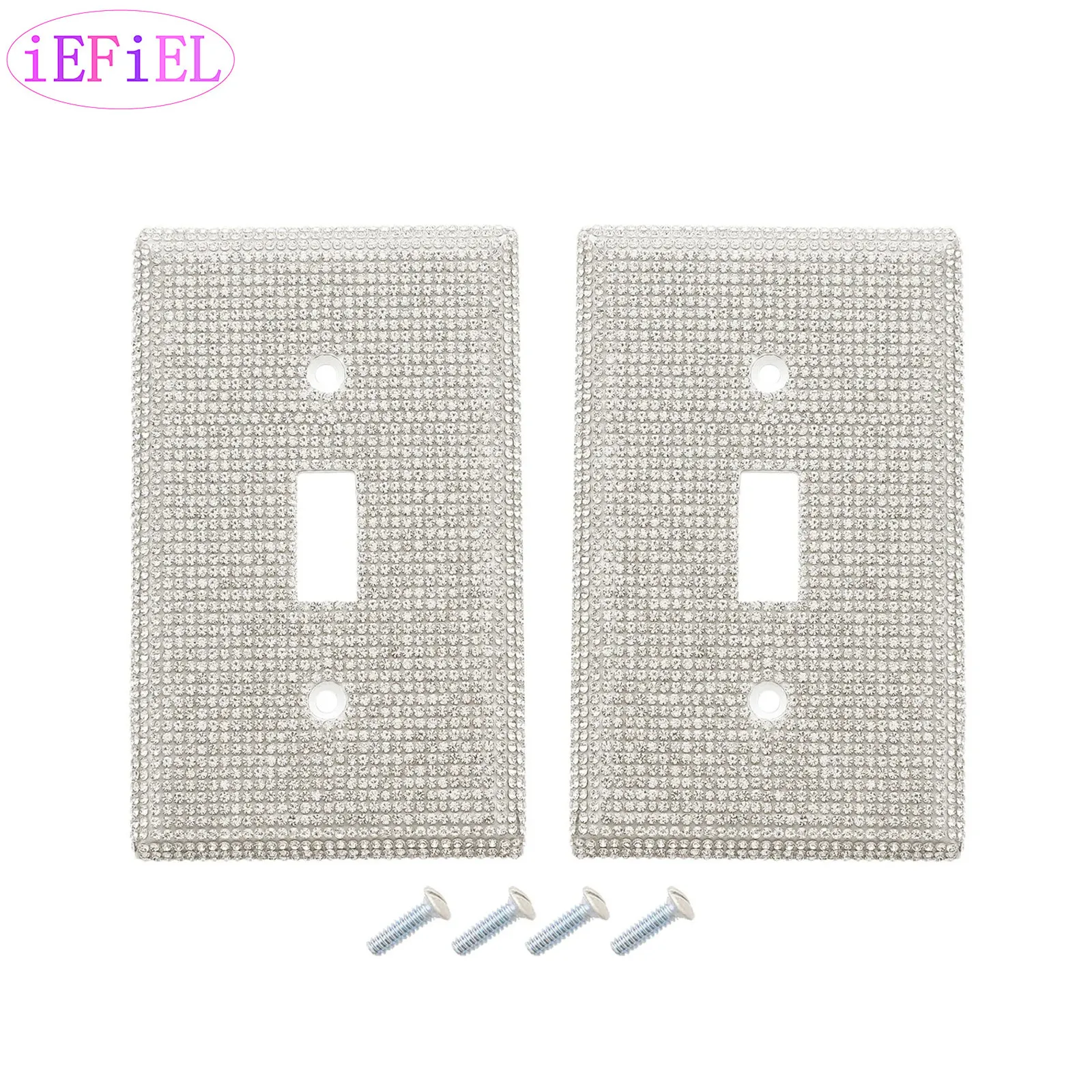 2Pcs Shiny Rhinestones Outlet Covers Wall Plate Cover Switch Cover Decorative Light Switch Cove Bling Outlet Cover