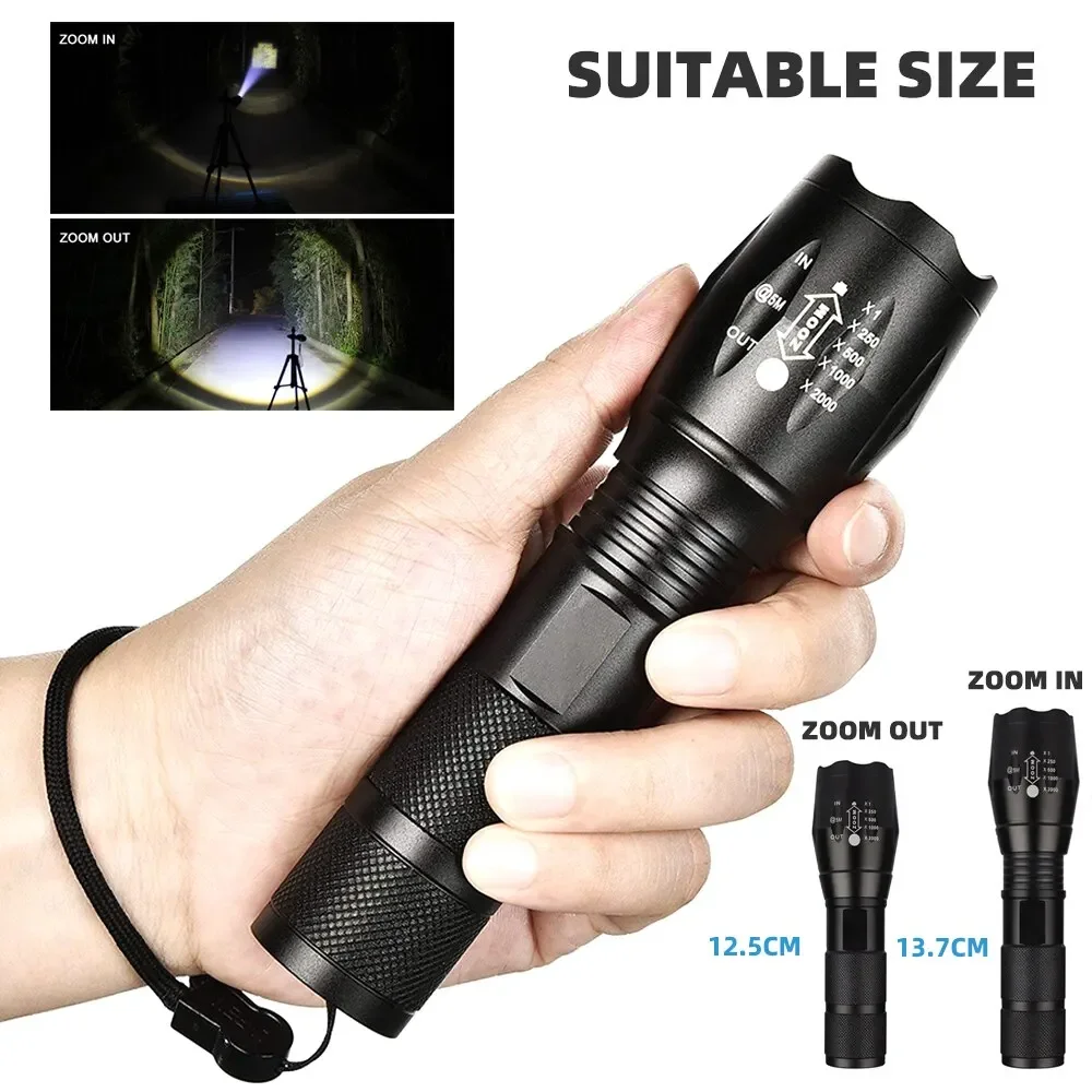 Long Lasting Rechargeable Lamps High Power Led Flashlight Lanterna Very Strong Flashlight Work Light Self Defense Portable Lamp