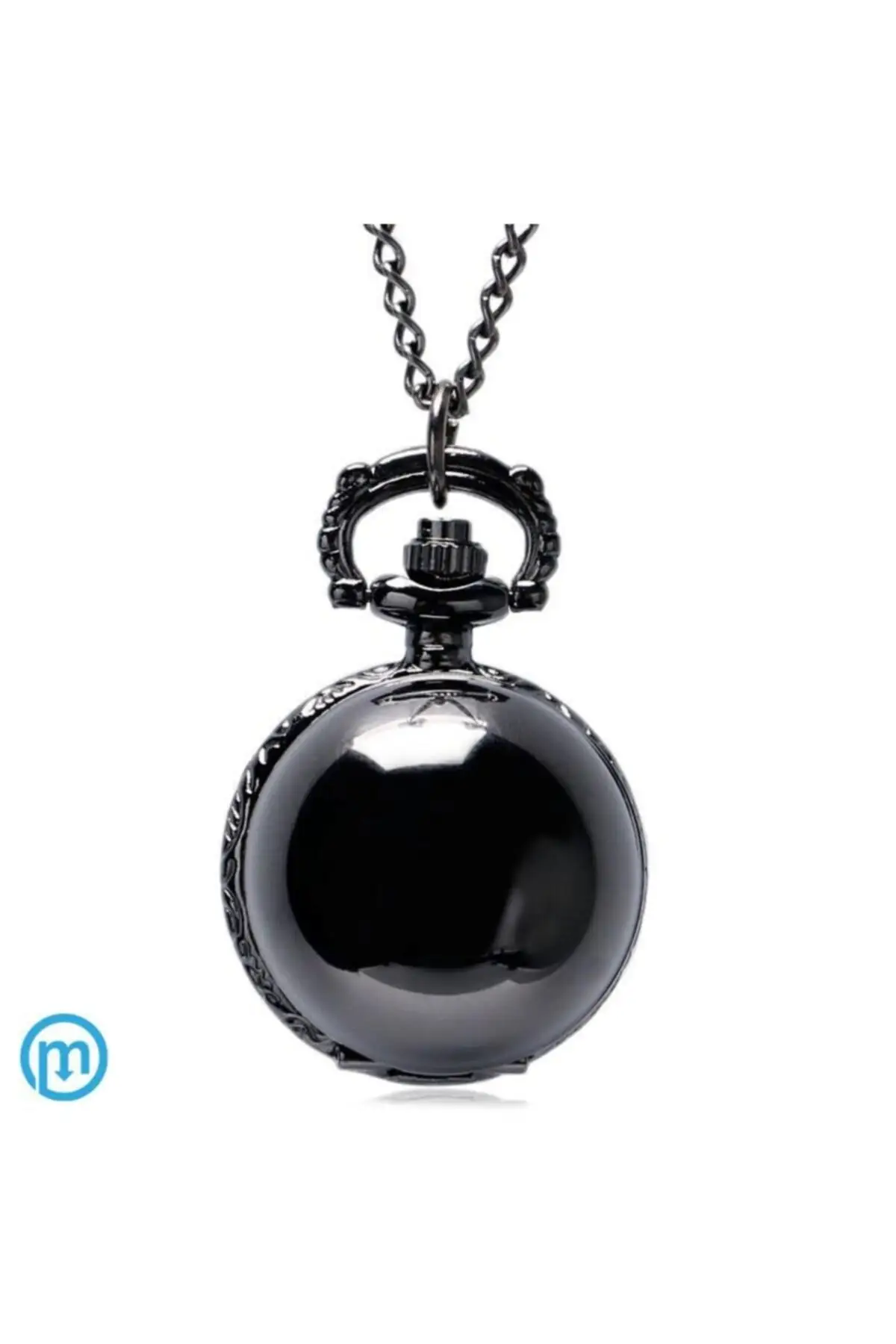 Uras Retro Round Ball Unisex Necklace Pocket Watch-Black-wingless Vintage Watch Men Women Fashion Antique Clock Free kargo Köstekli