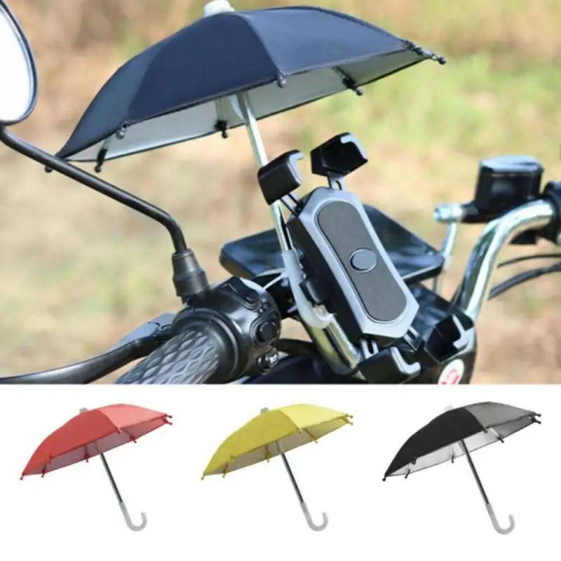 Motorcycle Electric Bicycle Mobile Phone Umbrella Mini Polyester Sunshade Waterproof Umbrella For Motorcycle Phone Bracket