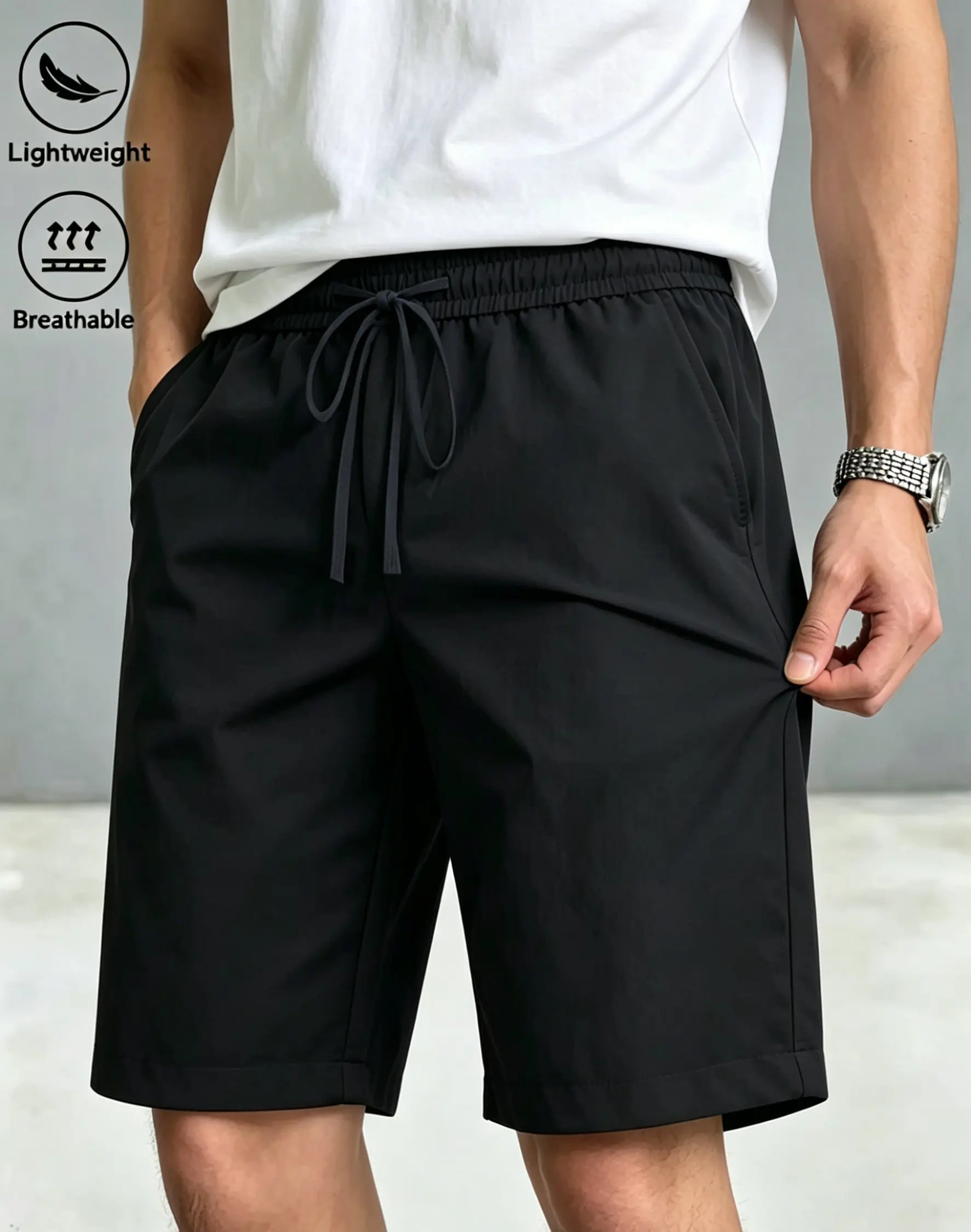 

mens lightweight breathable drawstring shorts casual quick dry sports beach workout summer short pants with pockets