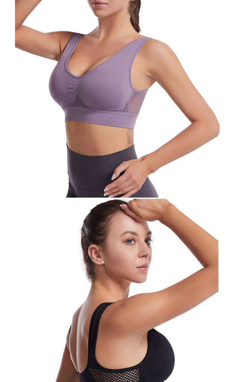 Stoßfester Sport-Yoga-BH für Frauen mit herausnehmbaren Brustpolstern, S-7XL, sexy elastischer Rücken, Baumwoll-Schlaf-BH, bequemes Schlafoberteil. – Detail 15