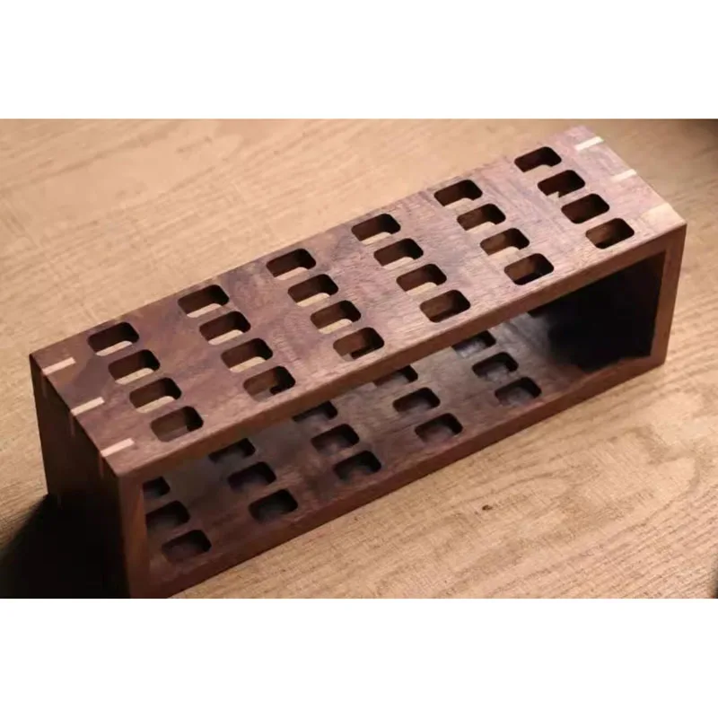 DIY Leathercaft Hole Punch Stand 12x23MM Hole Leather Punch Iron Tool Holder Black Walnut Storage Rack