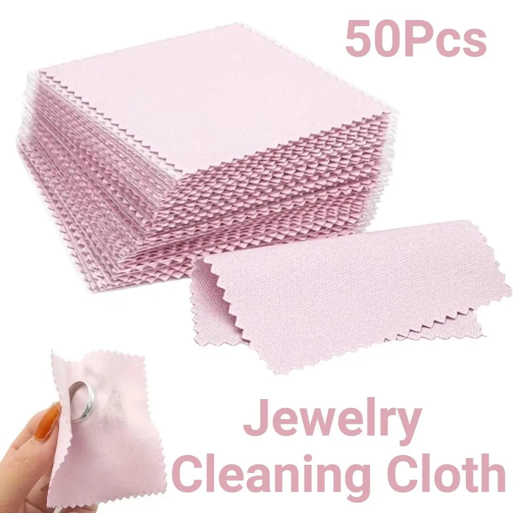 

50Pcs 8x8cm Jewelry Cleaning Cloth Reusable Soft Fabric Silver Polish Cleaner Durable Double-Sided Cleaning Polishing Cloth