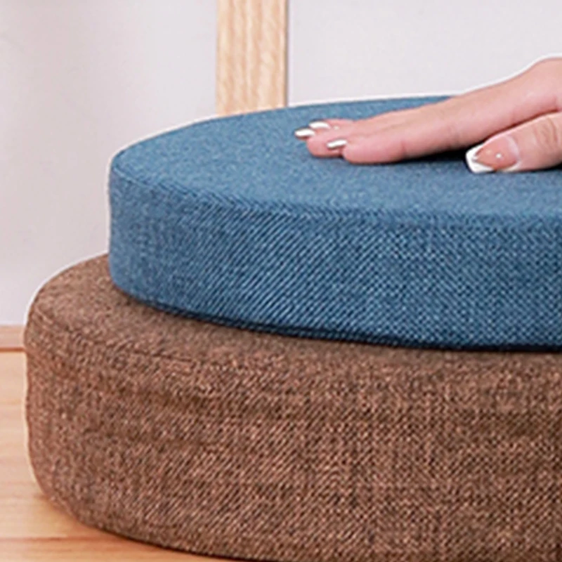 35X35Cm High Resilience Seat Cushion Round Thick Dining Chair Cushion Washable Cover Anti-Slip Linen Fabric