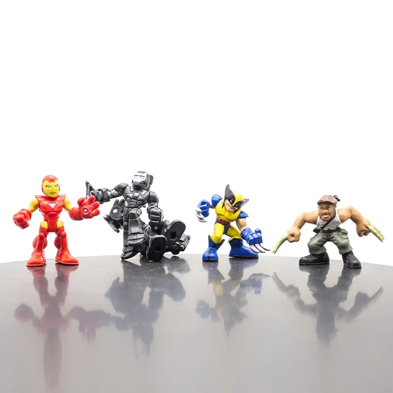 Pahlawan Super Marvel Iron Man Spiderman Wolverine Fortniting tentara figur aksi Mini Gashapon mainan Desktop ornamen hadiah anak-anak