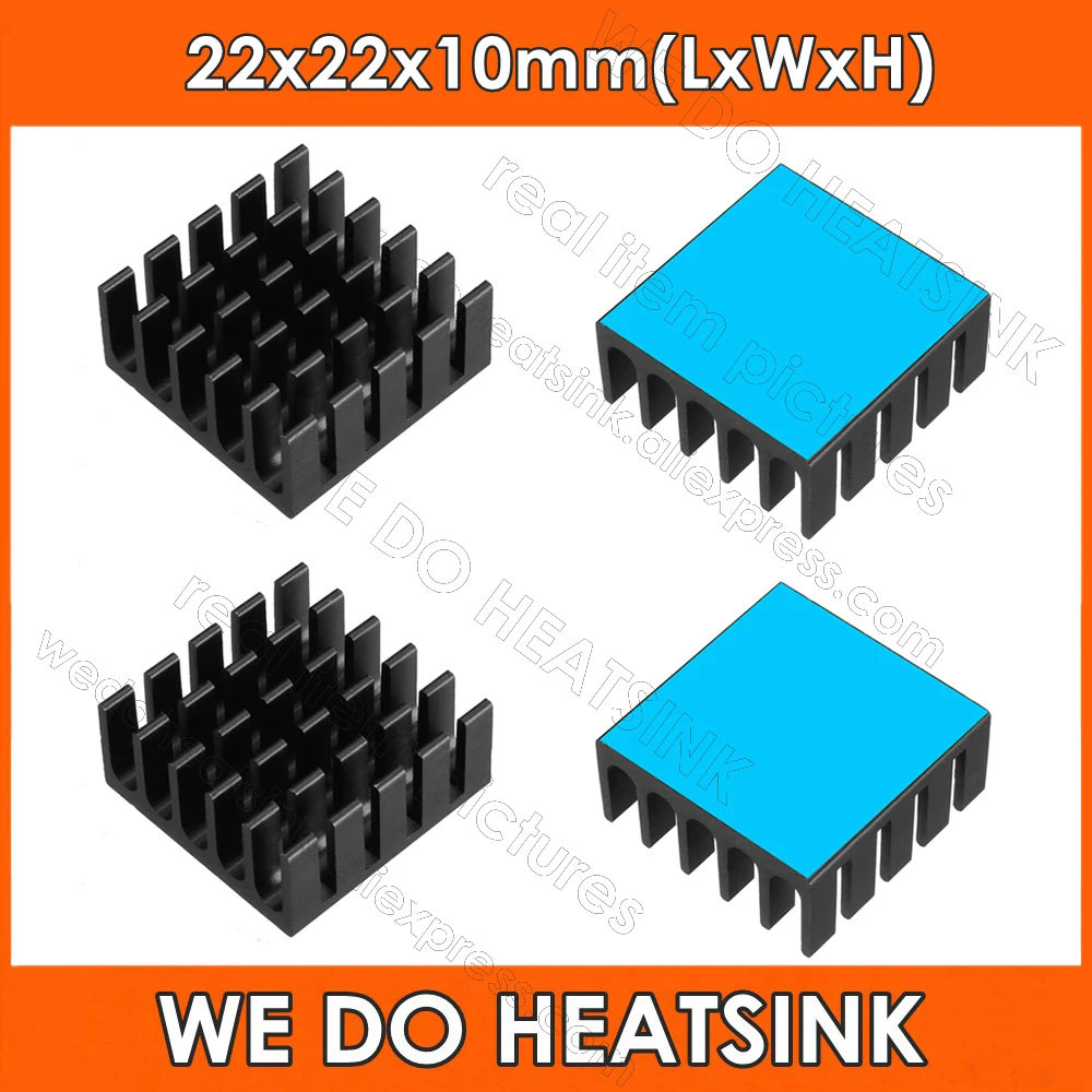 22x22x10mm Silver / Black / Gold Heatsink Radiator Heat Sink for CPU GPU VGA RAM VRAM IC Module PCB with Thermal Adhesive Tape