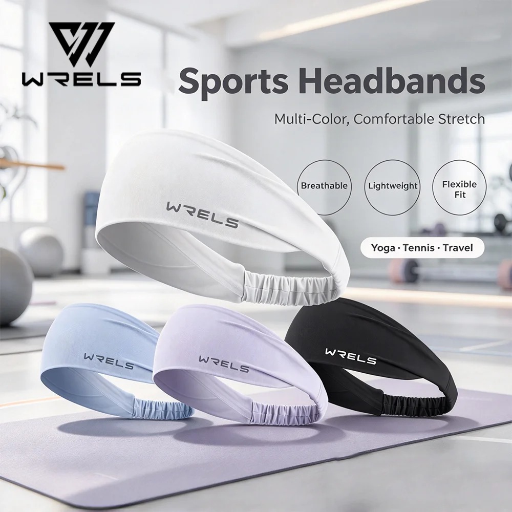 WRELS Sport Headband Running Fitness Sweatband Elastic Absorbent Sweat Jog Tennis Yoga Gym Head Band Hair Bandage Men Women