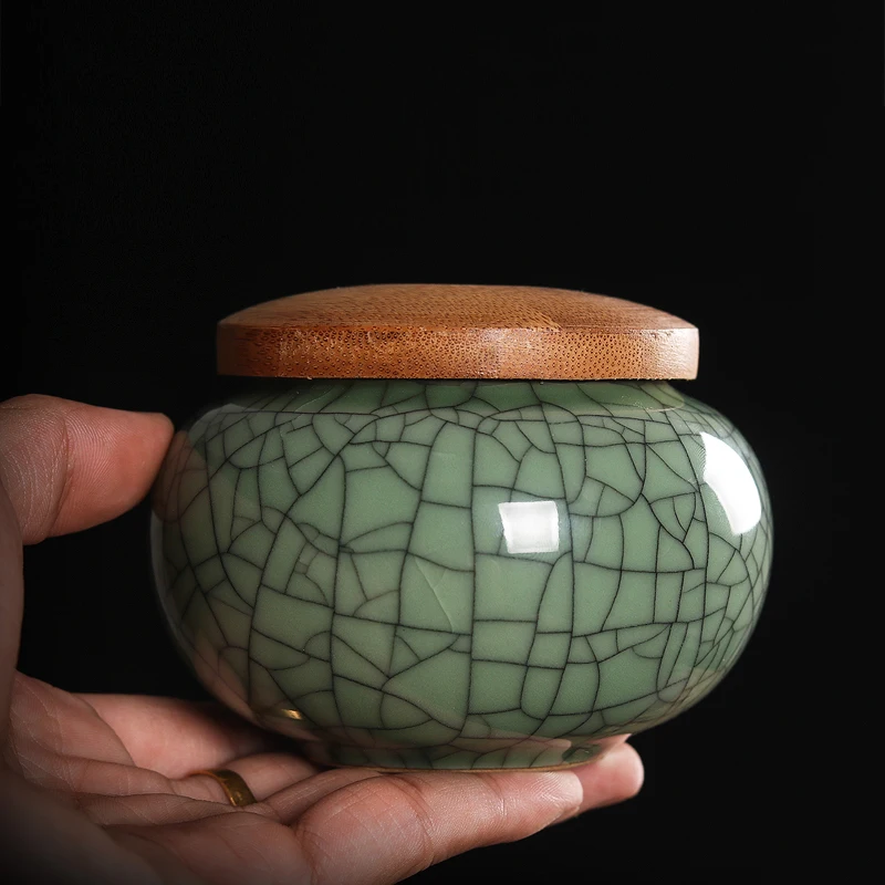 Portable Small Size Porcelain Tea Leaf Storage Jar Brother Kiln Ceramic Container Travel Friendly Home Use Tea Warehouse