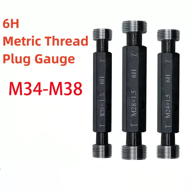 1PCS M34-M38 Steel Mer-cury Gage Metric Fine Thread Plug Gauge High Quality Wholesale M34 M35 M36 M37 M38