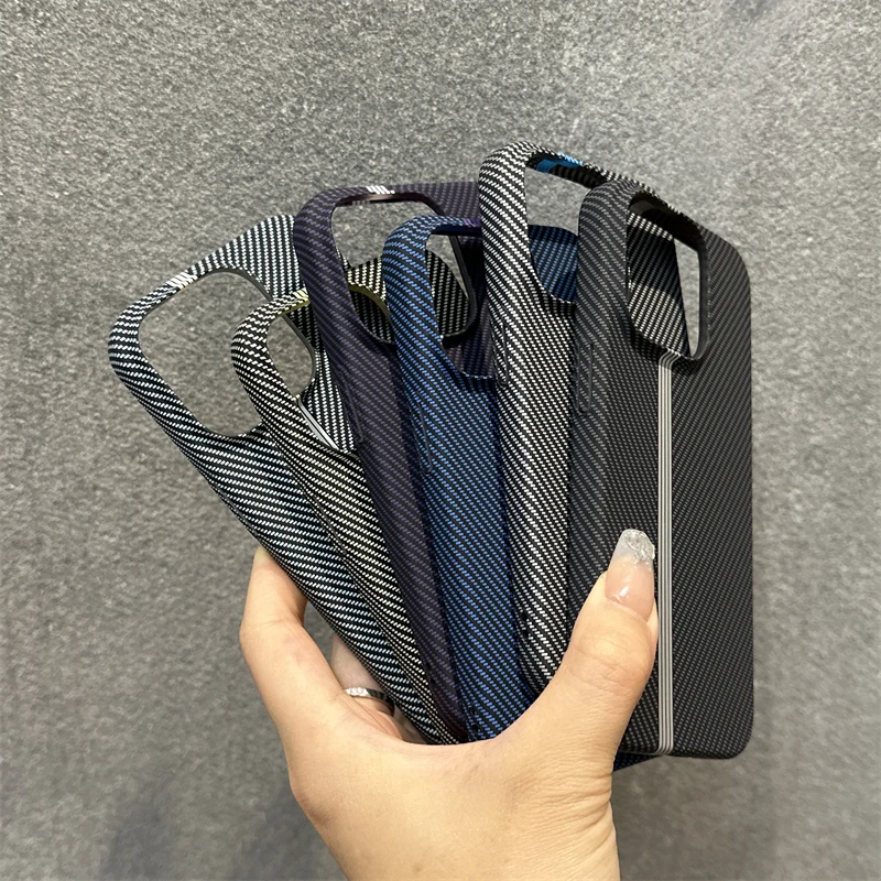 Ultra Thin Armor Carbon Fiber PC Bumper Case For iPhone 17 Air 16 15 14 13 12 11 Pro Max Plus Shockproof Protective Hard Cover - náhled 2