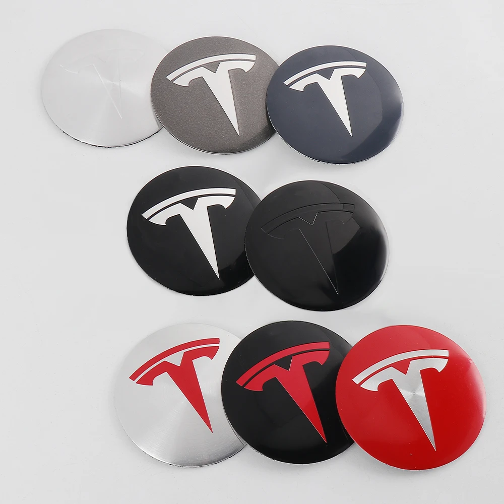Para 4 pçs 56mm centro da roda do carro hub caps emblema adesivo para tesla modelo 3 y s x 2021 roadster cybertruck juguete wy k80 spacex