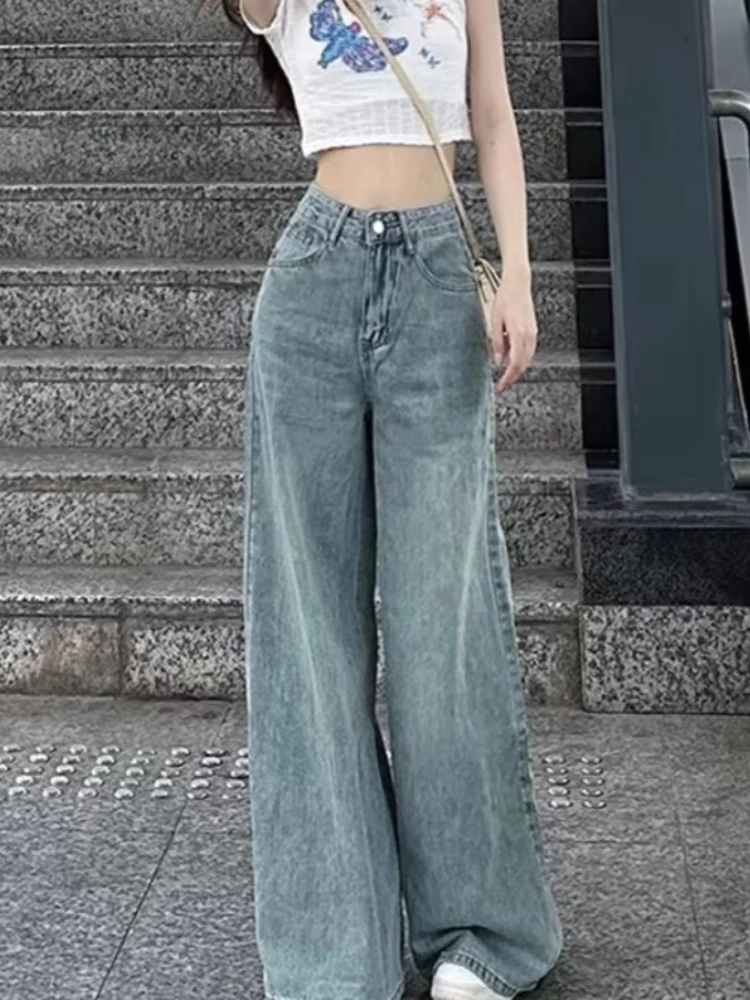 Jeans Women Streetwear Trendy High Waist Vintage Spring Fall Casual Simple Femme Solid Students All-match Popular Basic Ulzzang