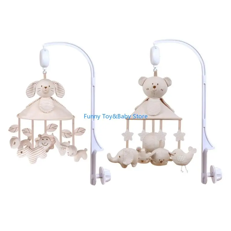 سرير أطفال متنقل من القطن الناعم مع صندوق تشغيل الموسيقى لعبة معلقة للتعليم المبكر للطفل والتطوير السمعي الحسي C90B #1