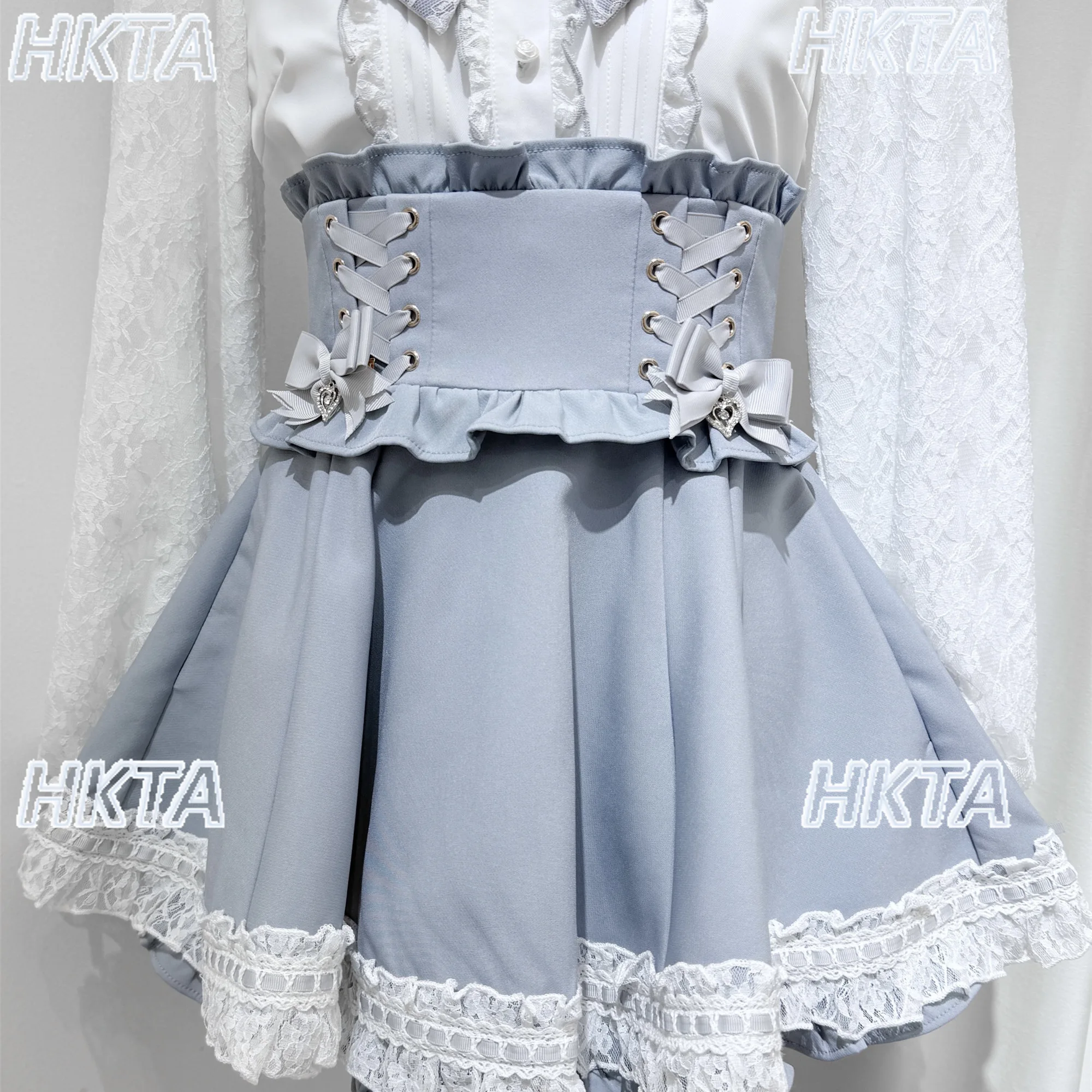 Giapponese 2025 Autunno Nuovo Dolce Colletto della Bambola Camicia a Maniche Lunghe con Fiocco in Pizzo Top a Vita Alta Sottile Gonna A Pieghe Nera Culottes Set da Donna