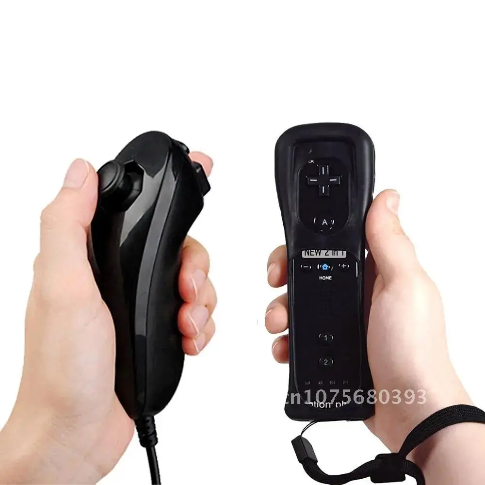 

Motion Plus + Nunchuck 2 in 1 Wireless Gamepad Remote Controller For Nintend Wii Joystick Silicone Case