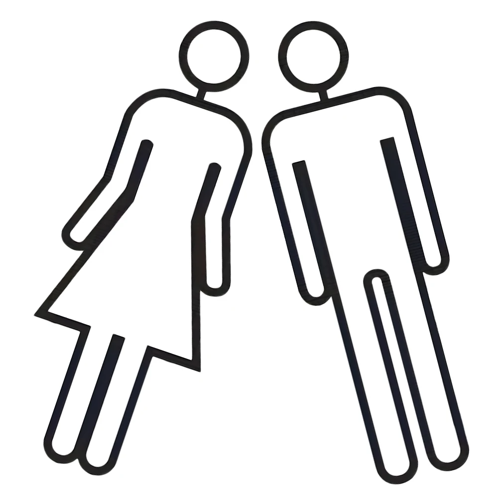 

2Pcs Thickened Acrylic Bathroom Door Signs Black Self Stick Restroom Identifiers for Home Hotel Office Vintage Modern Decor