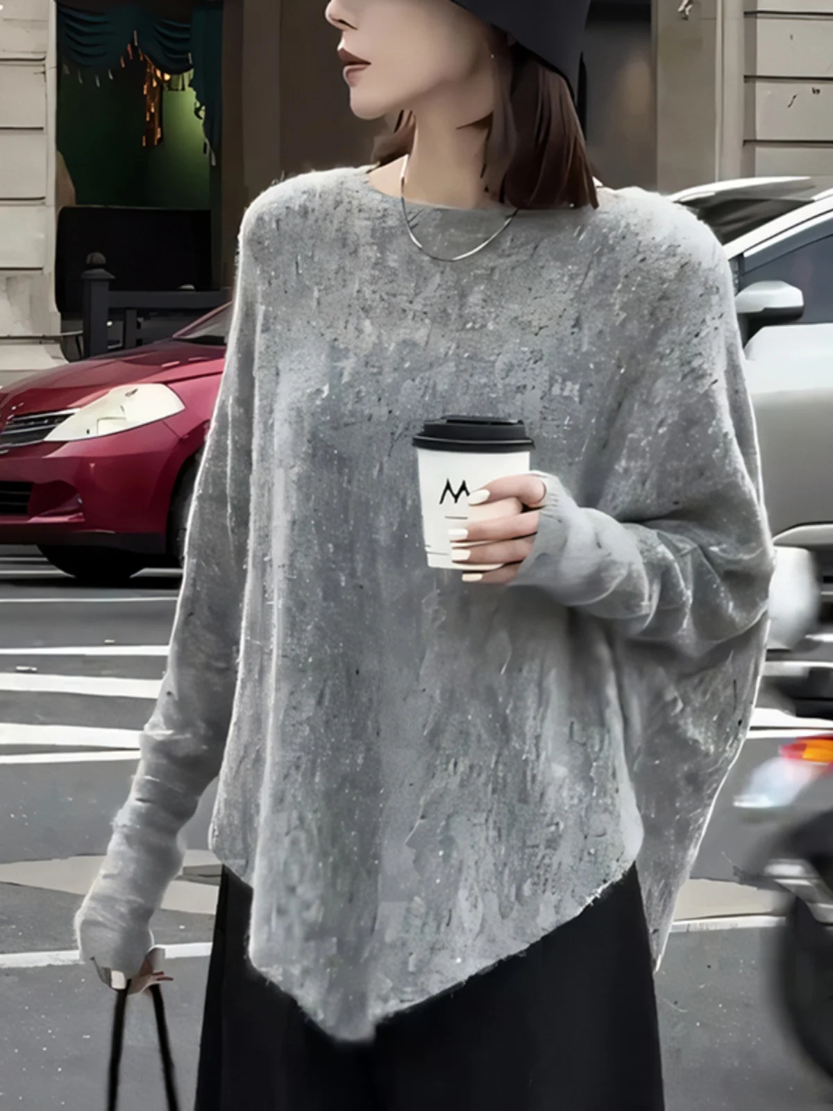 

Ele ey Knitted Loose Fit round Ne Sweater Faionable Autumn New Arrival Women's Comfortable Inner Wear T-irt