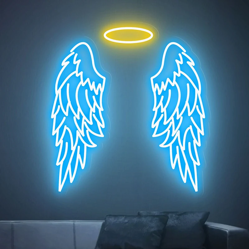 Imagem -02 - Angle Wings Neon Sign para Casa Bar Pub Decoração de Parede Luz de Néon Led Festa de Casamento Decoração do Quarto Personalizado Feito à Mão