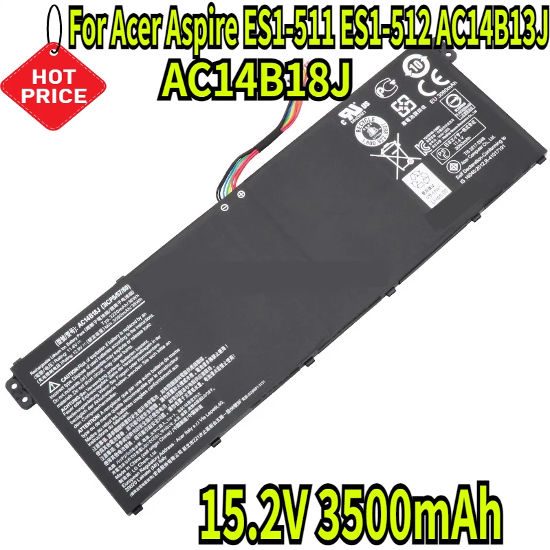 

15.2V 3500mAh AC14B13J AC14B18J Laptop Battery For Acer Aspire ES1-511 ES1-512 V3-111P CB3-531 311 TravelMate B115 B116 P236-M