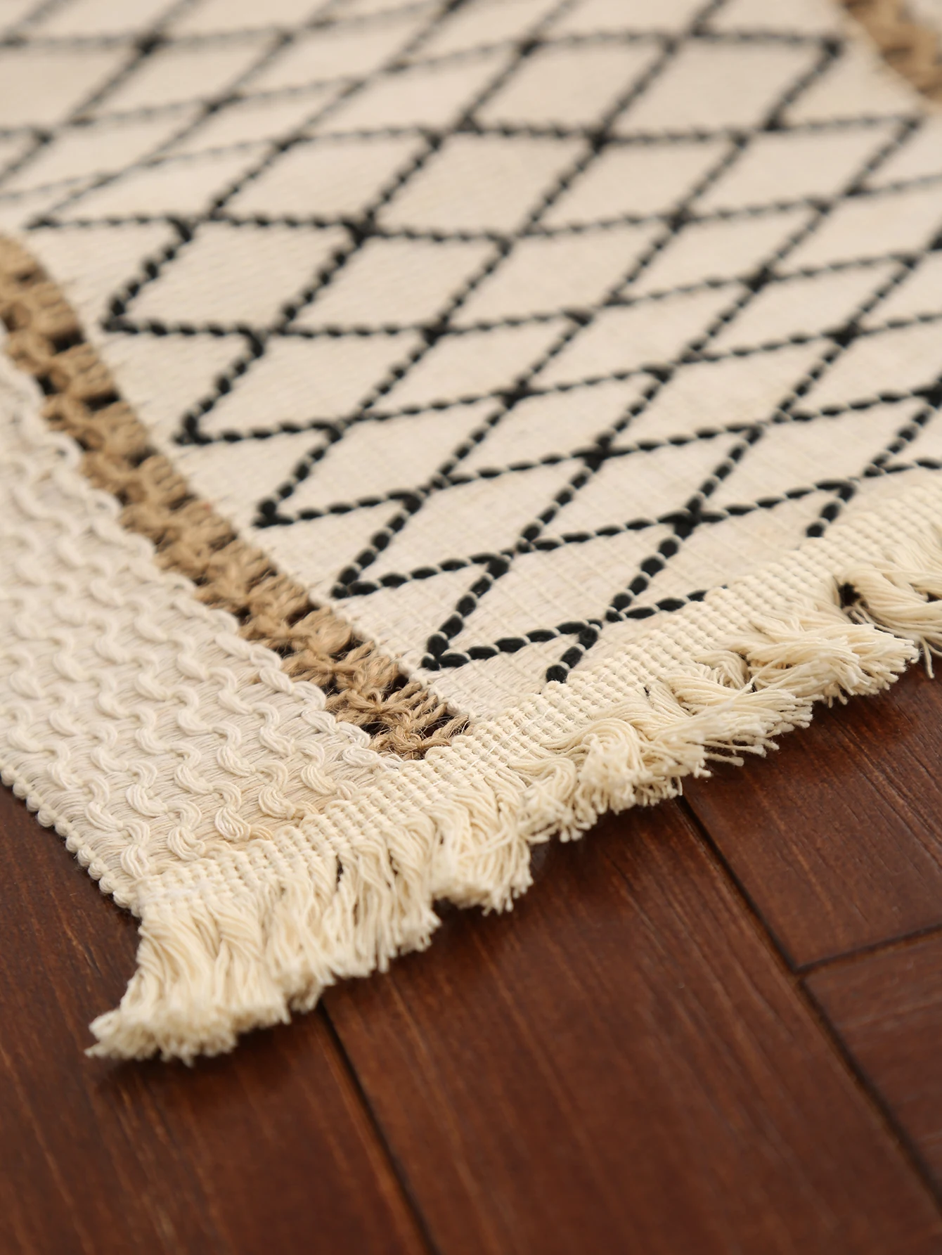 مفرش طاولة بوهو لديكور المنزل الربيعي بطول 72 بوصة مفرش طاولة ريفي كريمي وبني مكرميه مع Tas