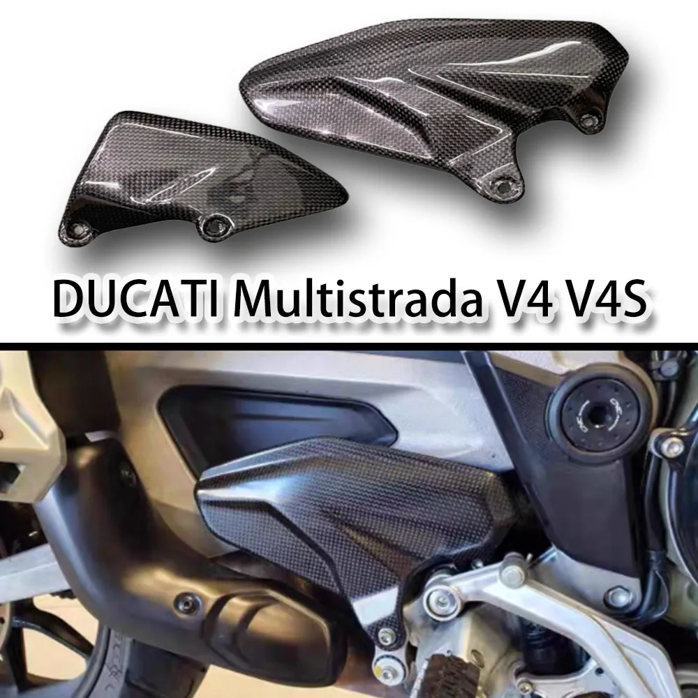 

For DUCATI Multistrada V4 V4S Sport Pikes Peak / Rally 2021 2022 2023 Carbon Fiber Heel Plates Foot Guards Protector Motorcycle