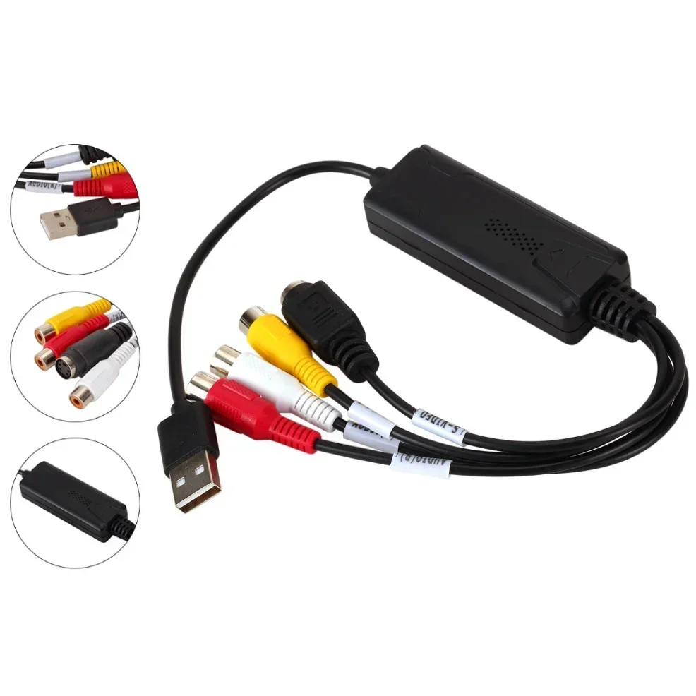 USB 2.0 Video Capture Card USB Digital to AV RCA Converter Portable Adapter Video Connecter Cable for DV/Hi8/VHS TV DVD For Home