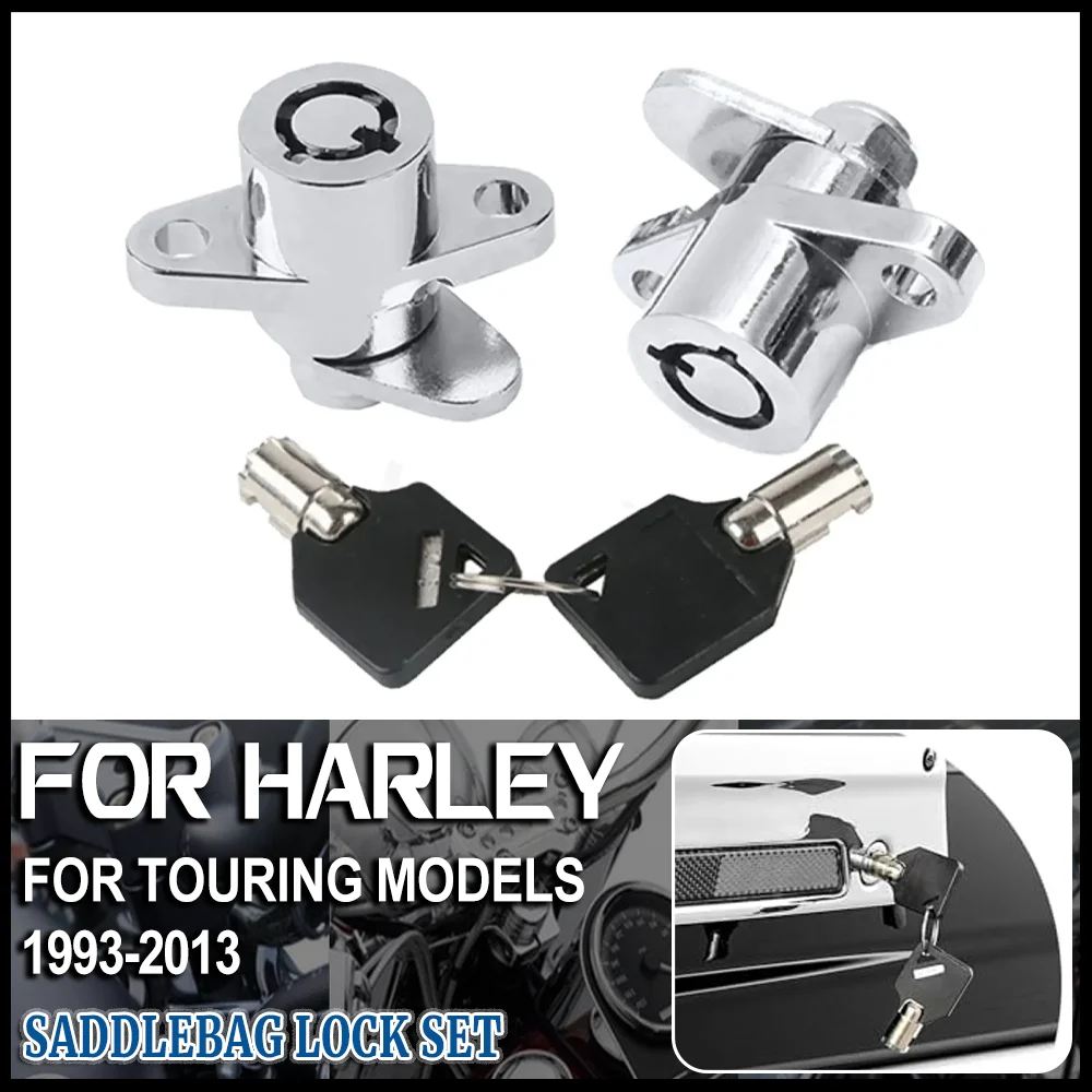

Hard Saddlebag Locks 2 Keys Saddlebag Lock Set For Harley Touring Electra Street Glide Road King FLHR FLHT Road Glide 1993-2013