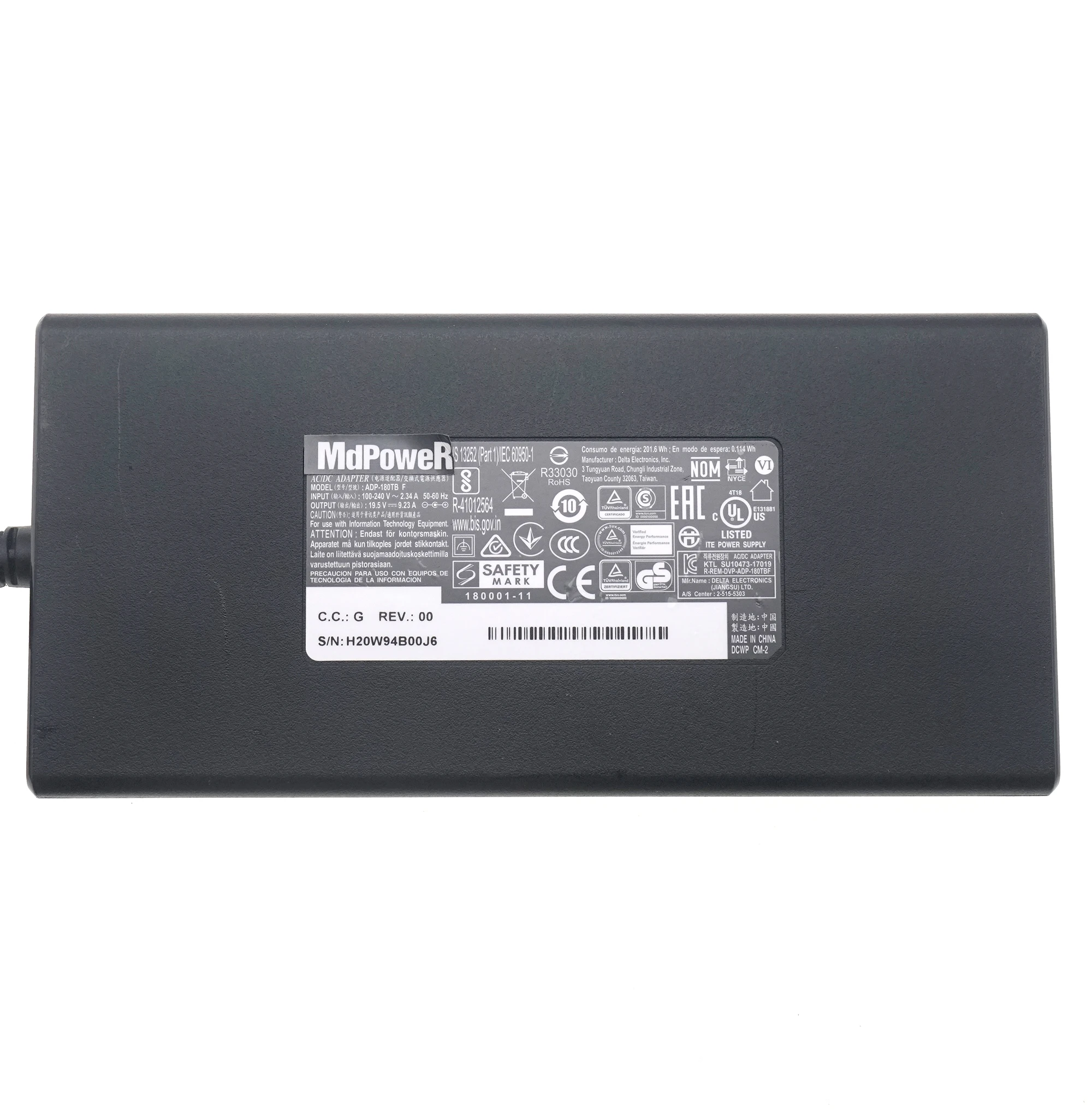 Genuine Delta ​ADP-180TB F 180W 19.5V 9.23A Laptop Charger AC Power Adapter For Razer BLADE 15 RZ09-02705E75-R3U1 RC30-01650100