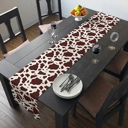 Table Runner Vintage Brown Cow Print Home Kitchen Restaurant Dustproof Rectangular Tablecloth Holiday Party Dinner Decoration