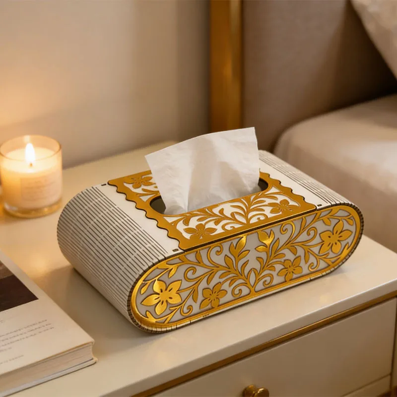 Hot Wooden Carved Tissue Box, European Style Tissue Dispenser, Household Tabletop Storage Box, and Baby's First-year Gift