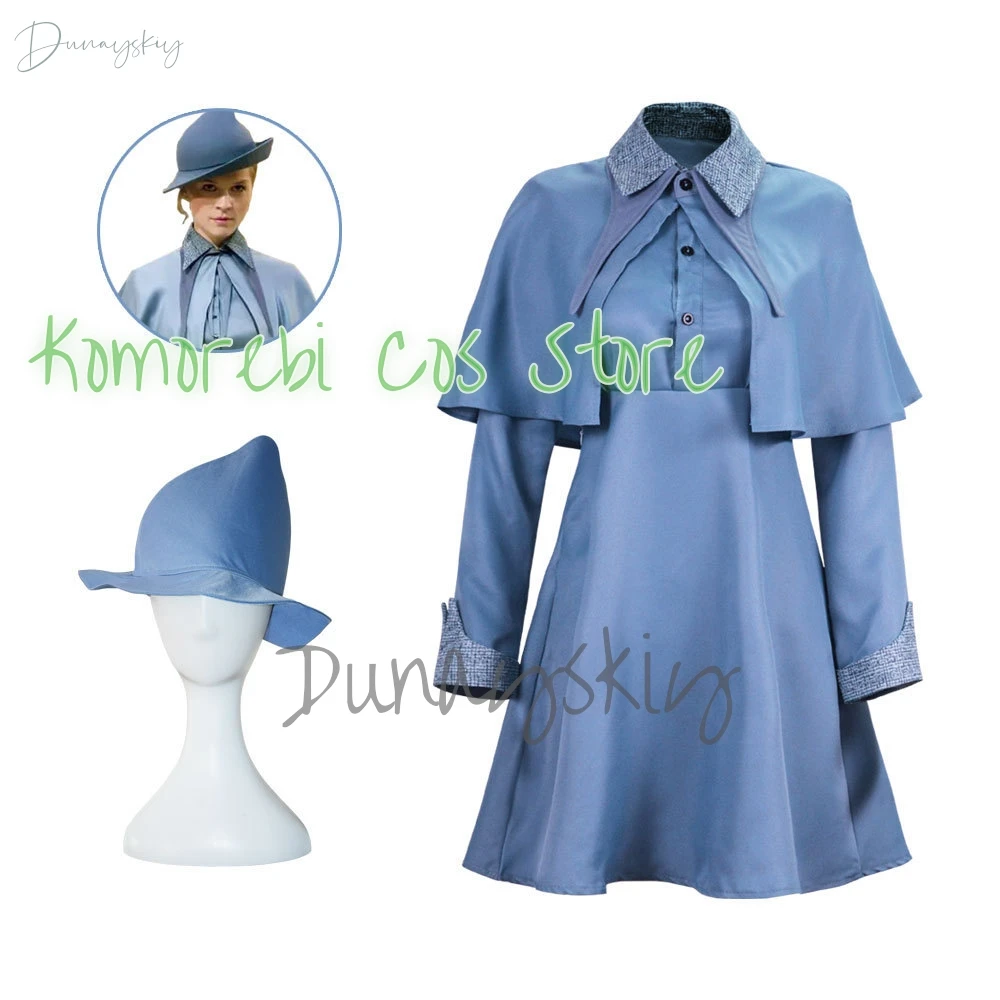 Fleur Isabelle Delacour Cosplay Costume Beauxbaton Magic Women School Uniform Hat Dress Suit Adults Children